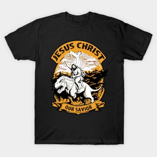 Jesus on a Dinosaur Funny Religious Memes Humorous Christian T-Shirt